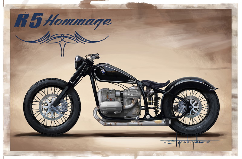 BMW Motorrad R 5 Hommage. Design Skizze.