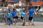Antonio Felix da Costa (PT), Timo Glock, Marco Wittmann, Augusto Farfus (BR) and Tom Blomqvist (GB) beim Beach-Fußball.