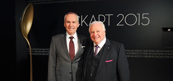 Dr. Friedrich Eichiner und Eckart Witzigmann bei der Verleihungszeremonie des ECKART 2015