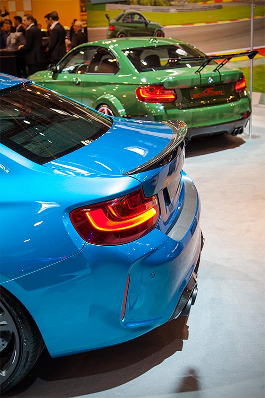 2 x 2er-BMW auf dem AC Schnitzer Stand: der ACL2 auf Basis M235i und der BMW M2 by AC Schnitzer