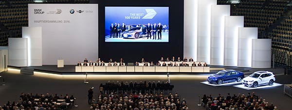 96. Ordentliche Hauptversammlung der BMW AG am 12.05.2016 in der Olympiahalle in Mnchen.