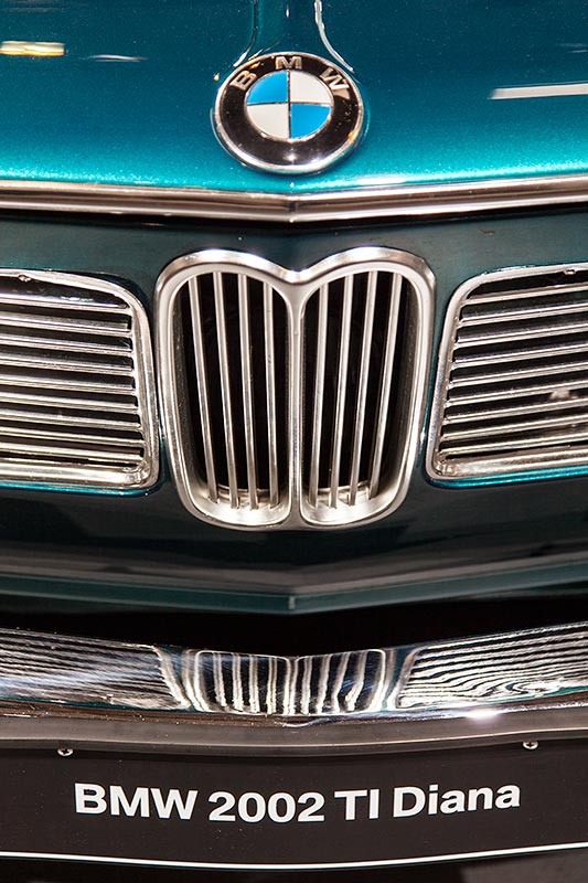 BMW 2002 TI Diana, BMW Niere und BMW Logo auf der Motorhaube