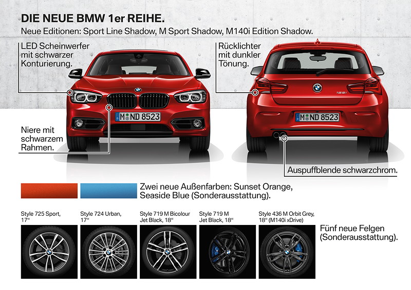 Die neue BMW 1er-Reihe ab Juli 2017, Highlights.