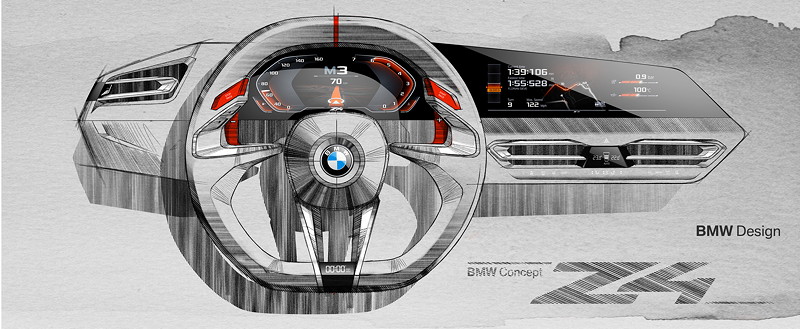 BMW Concept Z4, Design Skizzen Interieur. 