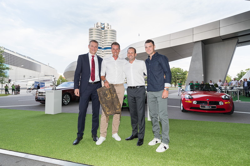 BMW International Open 2017, Tee-Off mit den Golf-Profis Martin Kaymer, Sergio Garca und Henrik Stenson an der BMW Welt.