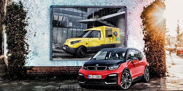BMW i Batterien auch fr den Streetscooter der Deutschen Post (Foto-Montage)