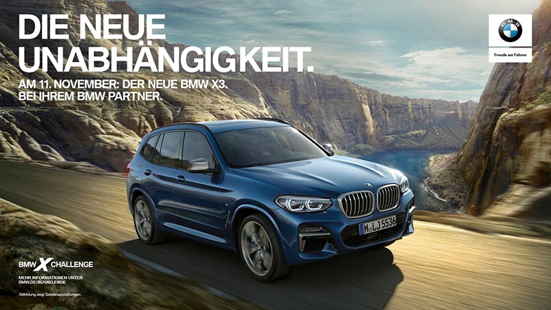 Die BMW X Challenge ist Teil der neuen BMW X3 Kampagne in Deutschland