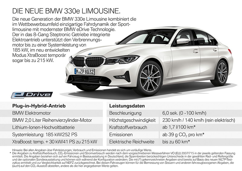 BMW 330e Limousine, Highlights