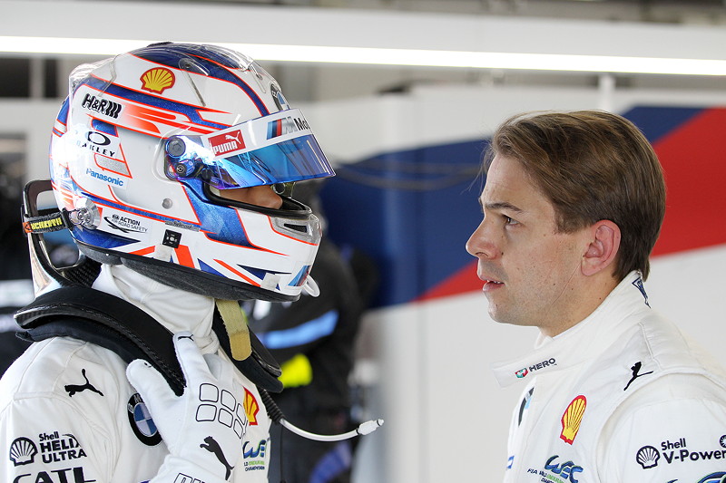 Le Castellet (FRA), 06.04.2018. BMW Motorsport, FIA WEC Prolog. BMW Piloten Tom Blomqvist (GBR) und Augusto Farfus (BRA).
