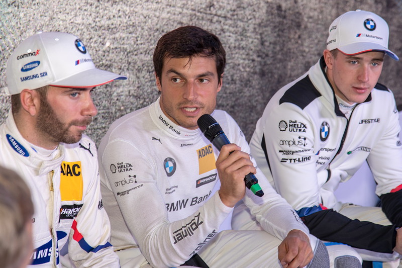 DTM in Spielberg, 23.09.2018. BMW Werksfahrer Philipp Eng, Bruno Spengler und Joel Eriksson im Gesprch.