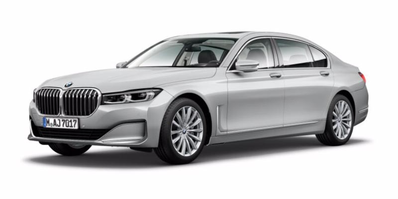 BMW 750Li (G12 LCI) in Glaciersilber metallic auf 19 Zoll LMR-V Speiche 620