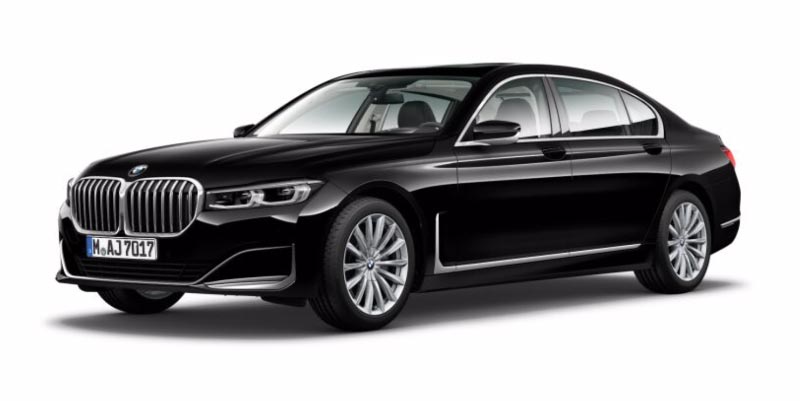 BMW 750Li (G12 LCI) in schwarz uni (Serie) auf 19 Zoll LMR V-Speiche 620