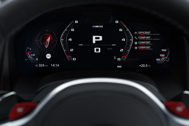 BMW M8 Competition Coup�, BMW Live Cockpit Professional: Volldigitaler Anzeigeverbund mit M spezifischen Inhalten