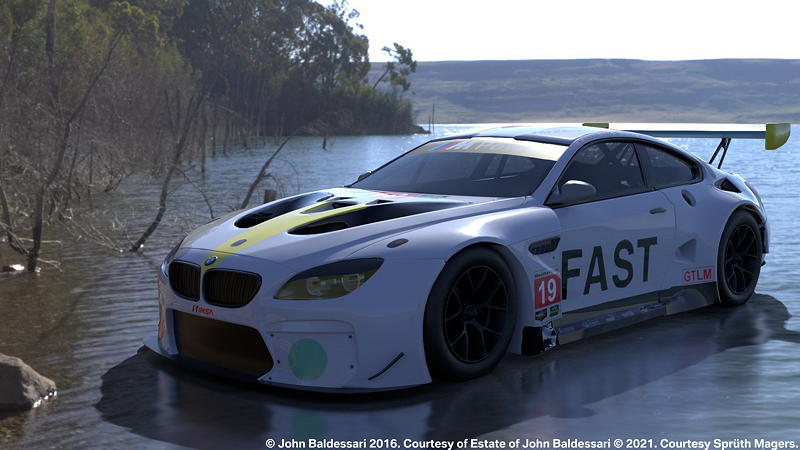 BMW Art Car von John Baldessari, BMW M6 GTLM, 2016, Augmented Reality. Bildrechte mit freundlicher Genehmigung des Kuenstlers und Acute Art in Zusammenarbeit mit BMW Group Culture.