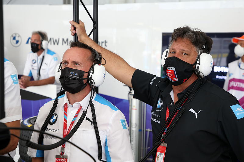New York (USA), 08.-11.07.2021. ABB FIA Formula E World Championship, New York E-Prix, Roger Griffiths (GBR) Teamchef BMW i Andretti Motorsport und Michael Andretti (USA), CEO Andretti Autosport, BMW i Andretti Motorsport.