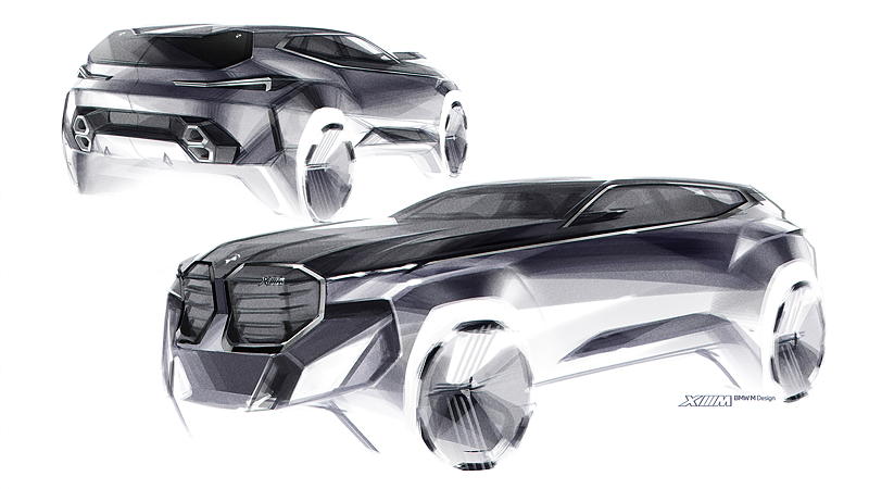 Der erste BMW XM. Designskizze.