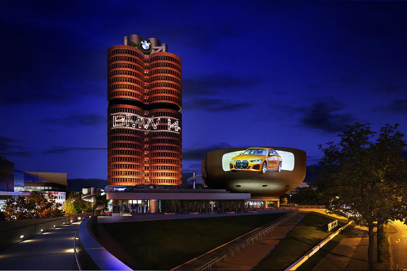 Illumination des BMW Hochhaus und BMW Museum