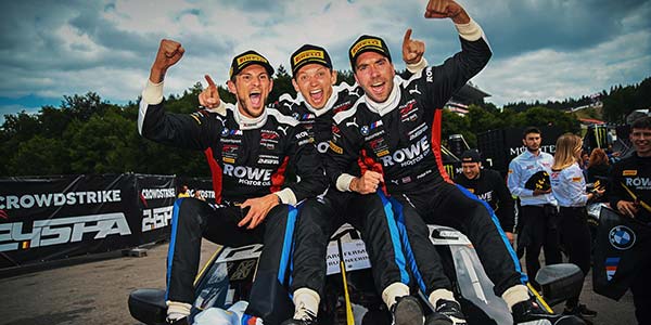 24h Spa-Francorchamps 2023. ROWE Racing, #98 BMW M4 GT3, Philipp Eng (AUT), Marco Wittmann (GER), Nick Yelloly (GBR), Podium.