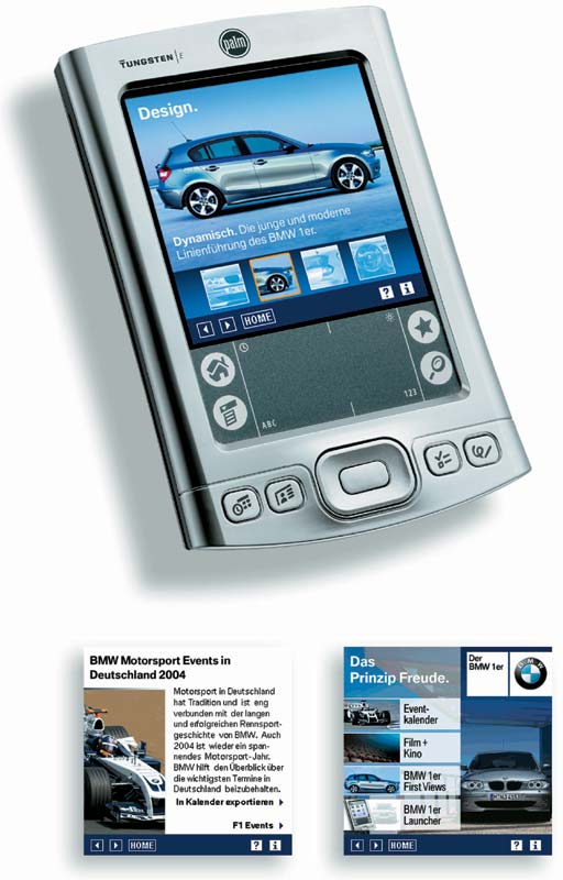 BMW 1er Marketing Kampagne Deutschland: PDA-Variante der BMW 1er Internet-Plattform Prinzip Freude