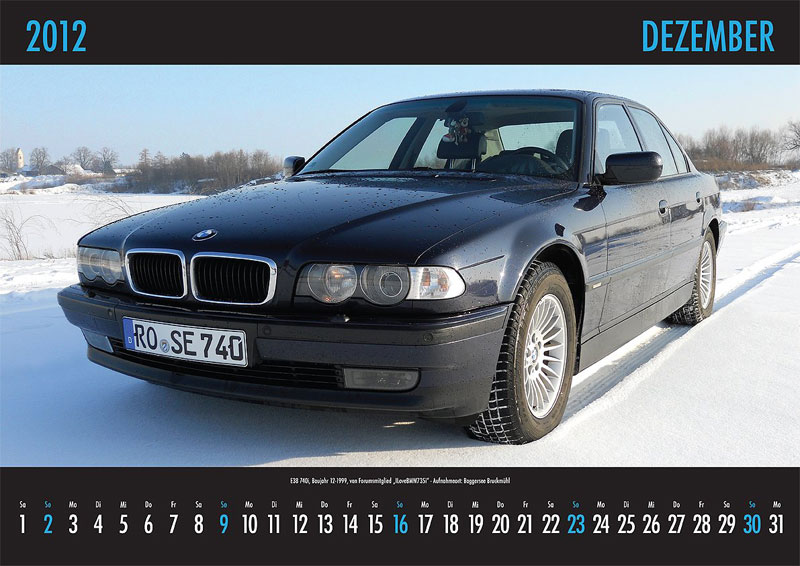 Dezember-Motiv: E38-740i, von Forumsmitglied 'ILoveBMW735i' - Aufnahmeort: Baggersee Braukm�hl