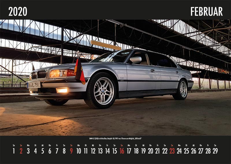 7-forum.com Wandkalender 2020, Februar-Motiv: BMW L7 (E38) in Arktissilber, Bj. 10/1997, von 7-forum.com Mitglied 'Olli-knolli'