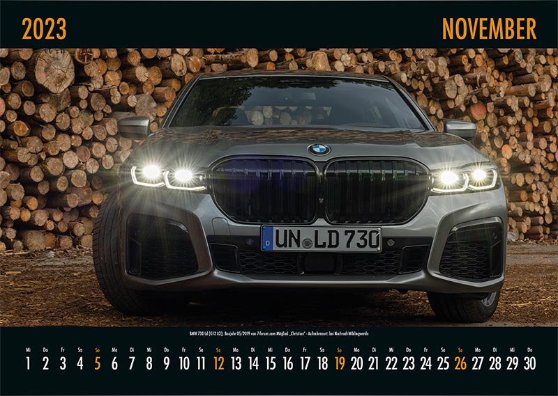 7-forum.com Wandkalender 2023, November-Motiv: BMW 730 Ld (G12 LCI), Baujahr 05/2019 von 7-forum.com Mitglied 'Christian' - Aufnahmeort: bei Nachrodt-Wiblingwerde