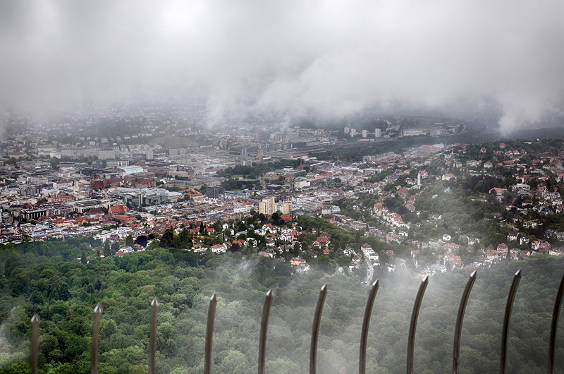 7-forum.com Jahrestreffen 2017: Blick vom Fernsehturm in die wolkenverhangene Umgebung.