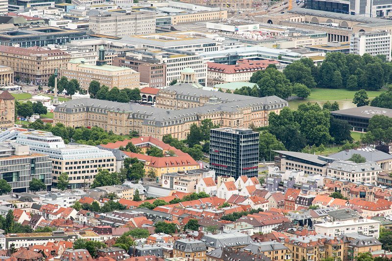 7-forum.com Jahrestreffen 2017: Blick vom Fernsehturm auf das neue Stuttgarter Schloss.