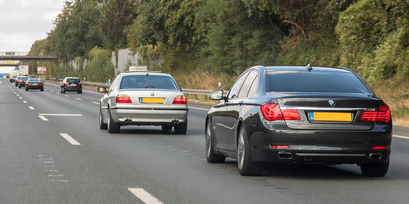 7er-Konvoi ab Castrop-Rauxel zur BMW Scene Show 2018 in Recklinghausen. Hinten der BMW 740i (F01) von Edwin ('Homerraas').