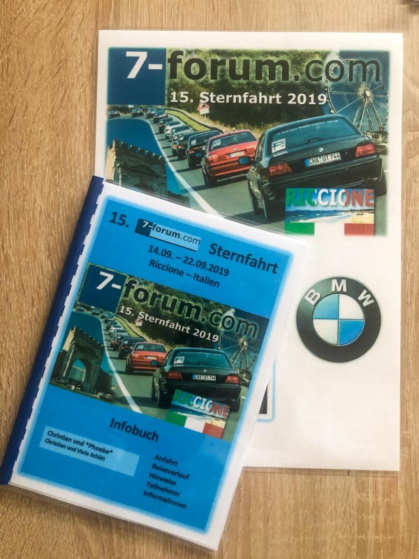 Sternfahrt 2019 Unterlagen wurden beim 100. BMW 7er Sdhessen Stammtisch bergeben.