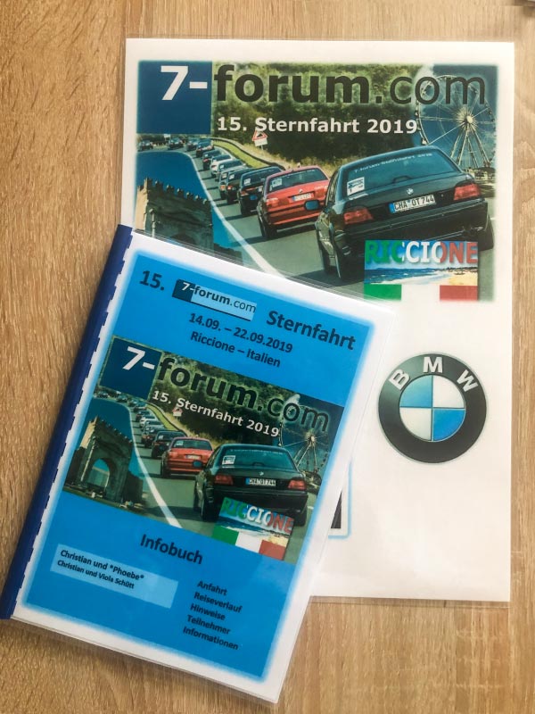 Sternfahrt 2019 Unterlagen wurden beim 100. BMW 7er S�dhessen Stammtisch �bergeben.