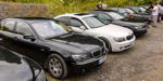 BMW Power Day 2021 in Enspel. BMW E65/E66 Reihe mit vier Fahrzeugen, vorne der BMW 750i (E65 LCI) von Eldin ('Black Diamond')