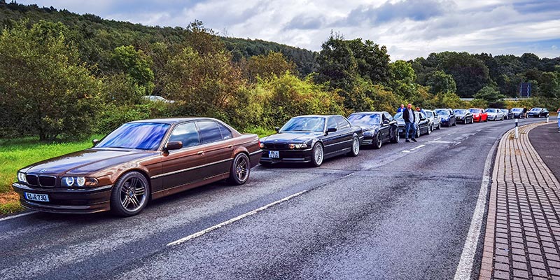 BMW 7er Konvoi aus Hessen zum BMW Power Day 2021 in Enspel.