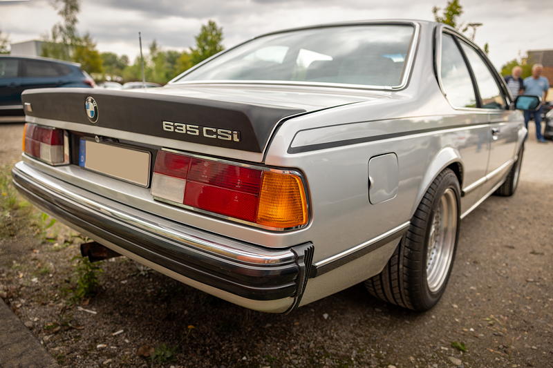 Rhein-Ruhr-Stammtisch im August 2025: BMW 635 CSi (E24) von Christopf ('ChrisBro69'), Heckansicht