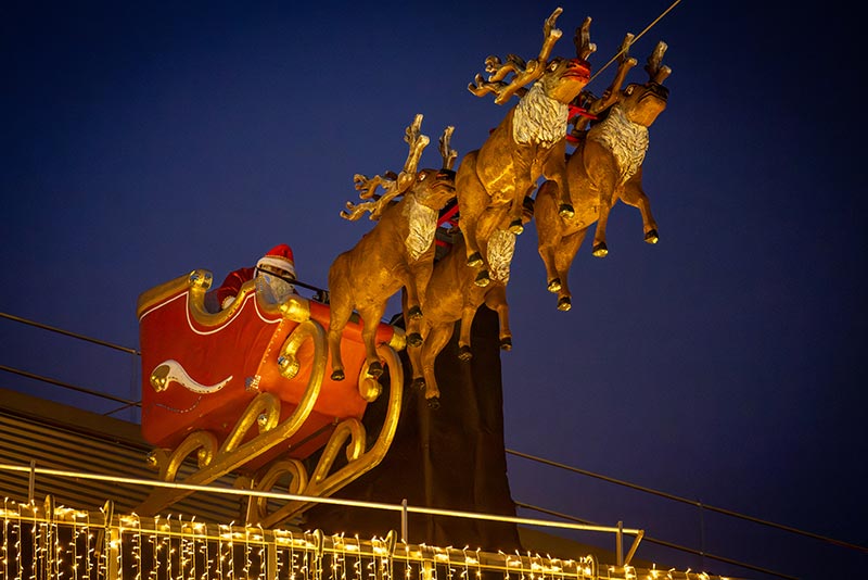 Weihnachtsmarkt in Bochum 2025, fliegender Rentierschlitten