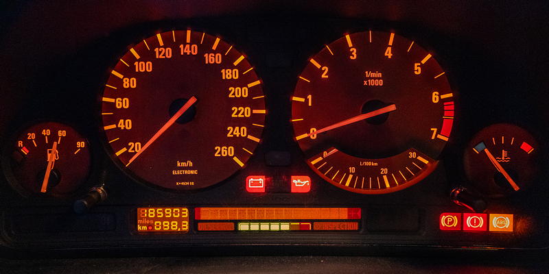 Rhein-Ruhr-Stammtisch im Januar 2026: BMW 730i (E32) von Udo ('black-diamond'), Tacho-Instrumente