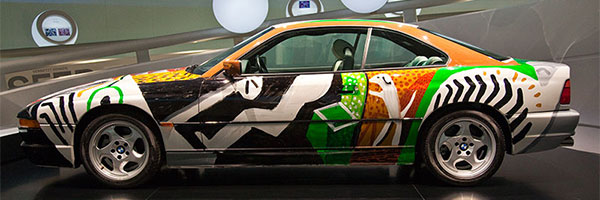 BMW 850 CSi Art Car von David Hockney im BMW Museum in Mnchen
