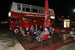 im Double Decker Caf bei khler Nacht: Susanne, Matthias, Rita, Uschi, Andre und Inken