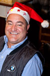 Stammtisch-Organisator Rudi ('rednose') mit Weihnachtsmütze