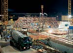 BMW Welt Baustelle: Baubeginn Stahlbau (Detail Doppelkegel)