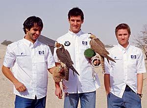 Antonio Pizzonia, BMW WilliamsF1 Testfahrer, Mark Webber und Nick Heidfeld, BMW WilliamsF1 Fahrer in Bahrein