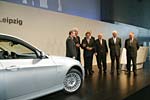 Eröffnung BMW Werk Leipzig. (v.l.) Claussen, Panke, Schröder, Tiefensee, Milbradt, Stoiber und Böhmer
