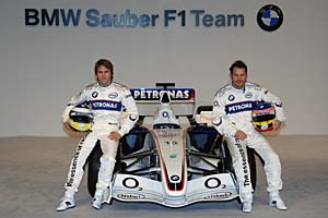 BMW Sauber F1 Team-Fahrer Nick Heidfeld und Jacques Villeneuve