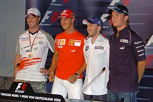 deutsche F1-Fahrer am Hockenheimring: Ralf und Michael Schumacher, Nick Heidfeld und Nico Rosberg