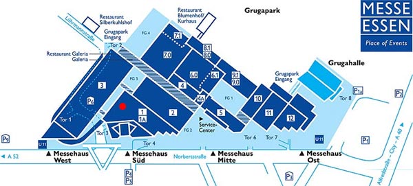 der 7-forum.com Stand befindet sich im Untergeschoss der Halle 1, siehe roter Punkt, die BMW Clubs findet man in Halle 12