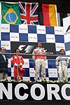 auf dem Siegerpodest: Lewis Hamilton, Felippe Massa und Nick Heidfeld