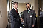 Harald Kr�ger, Mitglied des Vorstands der BMW AG (l.) und Dr. Rajendra Pachauri, Friedensnobelpreistr�ger und Vorsitzender des UN Weltklimarates IPCC beim Nachhaltigkeitsgipfel der BMW Group in Berlin