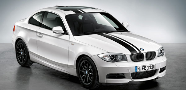 BMW 1er Coupé, Sportstreifen, 17"Doppelspeiche 178 schwarz, Frontansicht 