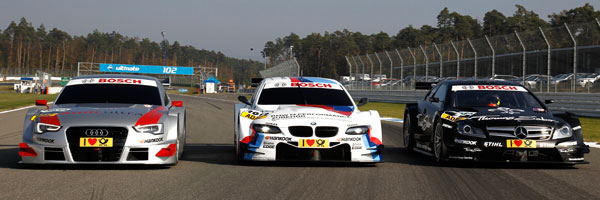 Präsentation des BMW M Performance Zubehör M3 DTM (BMW M3 DTM) mit seinen Wettbewerbern Audi und Mercedes in der DTM in der Saison 2012 am Hockenheimring