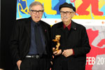 Paolo (80) und Vittorio Taviani (82). Preisträger Goldener Bär. Pressekonferenz.